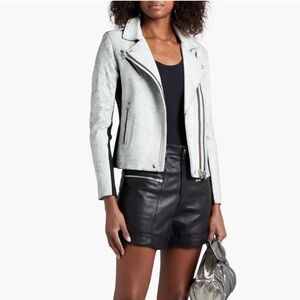 🖤 IRO Ilaria Cracked Leather Biker Jacket Lambskin US 4 Moto Luxury Chic